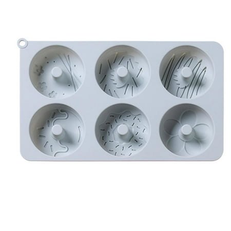 

6 Cavity Silicone Donut Mold Easy to Use Baking Mold Anti Stick Reusable Doughnut Pan Tray for Home Kitchen Birthday Party Festival