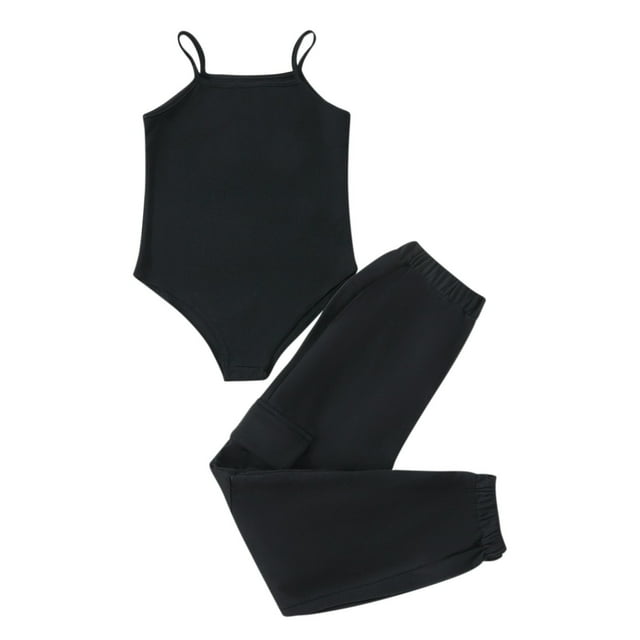 Zpanxa Ensembles pour Tout-Petites Filles Camisole Sans Manches à Col Rond et Ensemble Pantalon Long 10 Ans