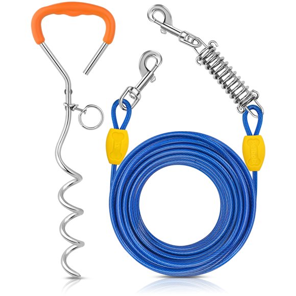 Cable de amarre para perros Petbobi de 15 m, resistente, con resorte