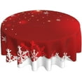 thumbnail image 1 of Merry Christmas Tablecloth 70x70 Inch Round Winter Red White Snowflakes Table Cloth Dust-Proof Wrinkle Resistant Rustic Tablecloth for Holiday Party Dining, 1 of 5