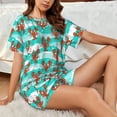 thumbnail image 4 of Daiia Lobsters Of Turquoise Waves Pattern Womens Pajama Sets Short Sleeve Pajamas for Women Sets Soft Lounge Sets Casual Round Neck Sleepwear PJS-3X-Large, 4 of 7