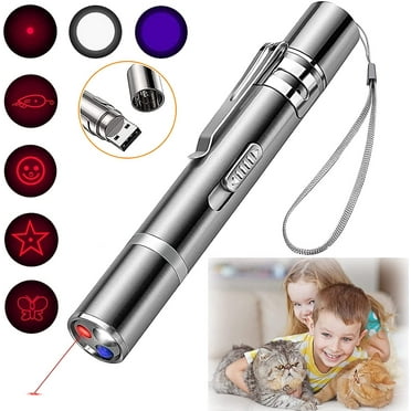 Cat Laser Toy, Red LED Light Pointer Interactive Toys for Indoor Cats Dogs, Long Range 3 Modes Lazer Projection Playpen for Kitten Outdoor Pet Chaser