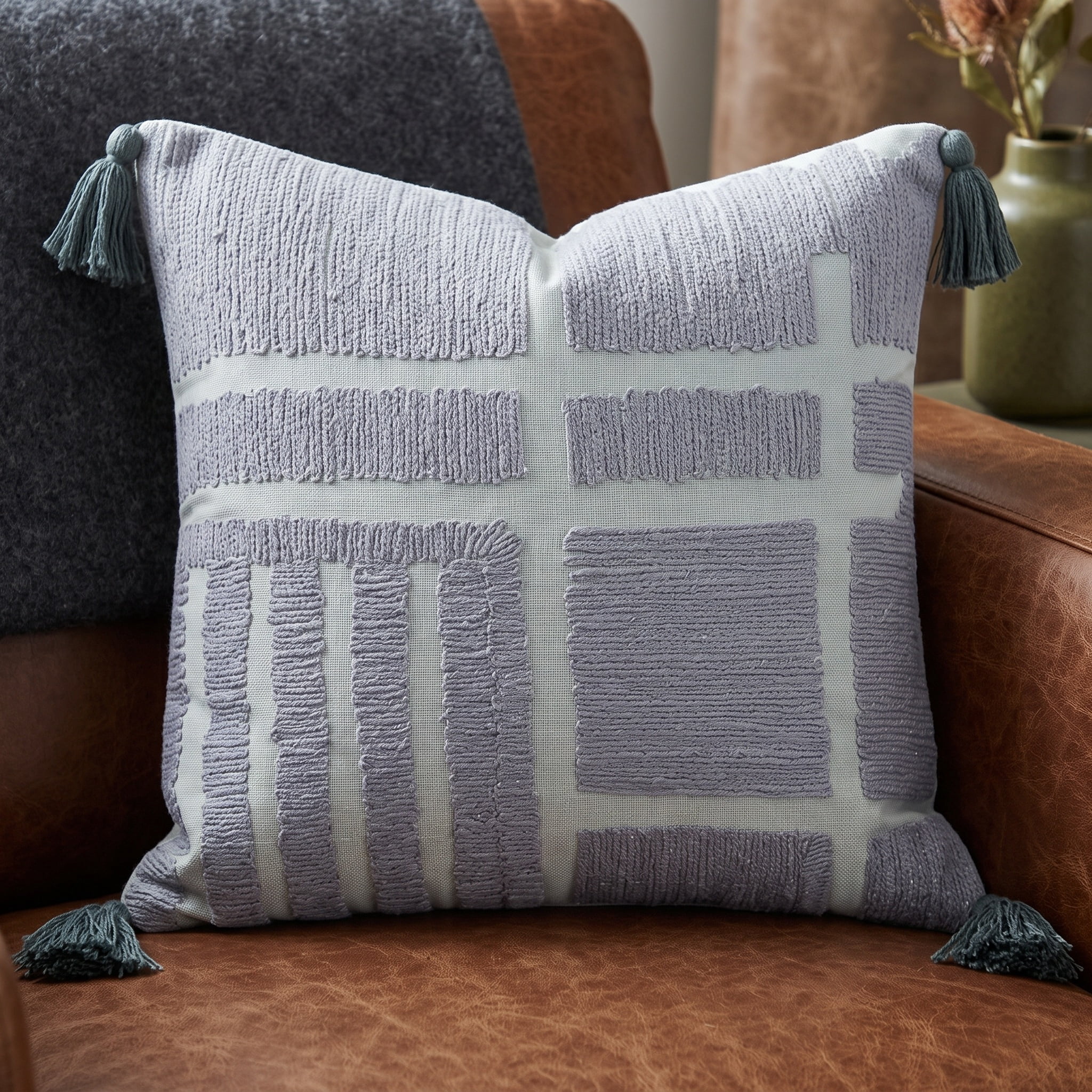 Harlow Hill Iris 20" x 20" Olive Green Geometric Cotton Adult Decorative Throw Pillow Cover