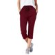 thumbnail image 1 of Pantalones casuales de cintura elástica para mujer: largo medio, bolsillos y diseño con cinturón, mezcla de algodón para primavera/verano/otoño, talla real., 1 of 5