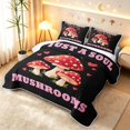 thumbnail image 3 of Homewish Kawaii Cartoon Mushrooms Quilt Full,Letter Heart Full Bedspread Sets,Black Red,Black Reversible,3pcs, 3 of 7