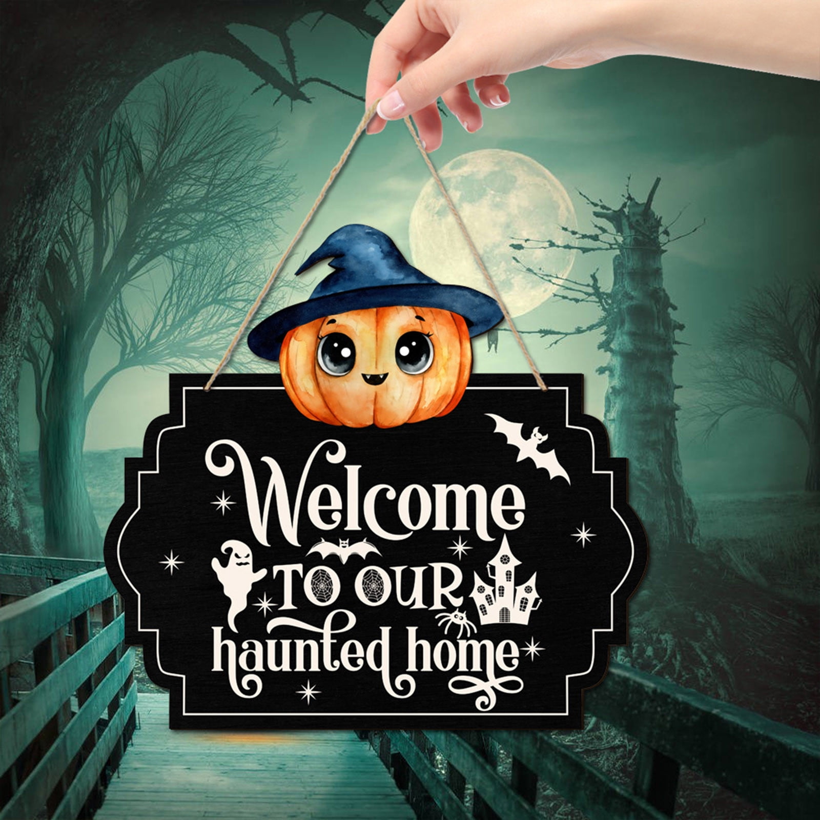 Halloween Skeleton Decorations Door Hanger Sign Plastic Halloween 