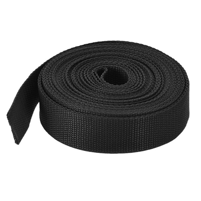 Unique Bargains Lightweight Polypropylene Webbing Strap 1' 10 Yard Backpack Black for Luggage Cargo Straps