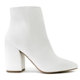 thumbnail image 3 of Sugar Women's Winter Chelsea Booties - Chunky High Heel, Pointed Toe, Fashion Ankle Boots-Evvie-White Size-9.5, 3 of 5