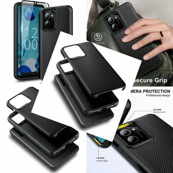 for HMD Vibe Phone Case with Tempered Glass Screen Protector FullBody Protective Dual Layer Hybrid Shockproof Phone Case for Nokia HMD Vibe N159V TA1590 Black