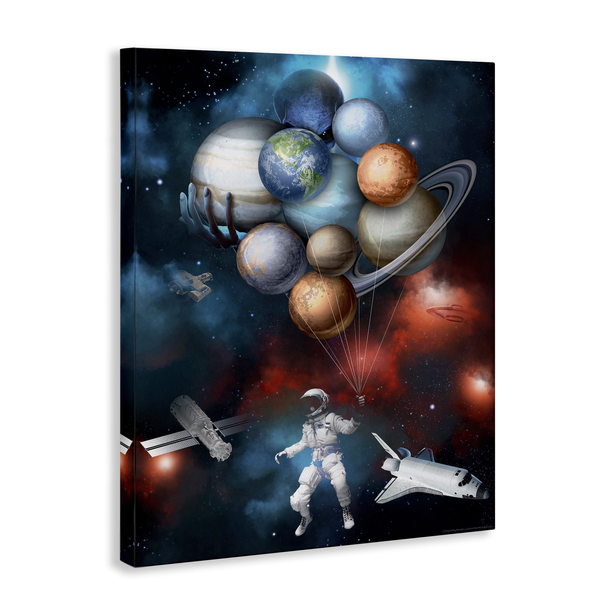 Stupell Industries Planet Balloons in Space Astrology & Stars Painting Wrapped Canvas Art Print Wall Art, 16 x 20