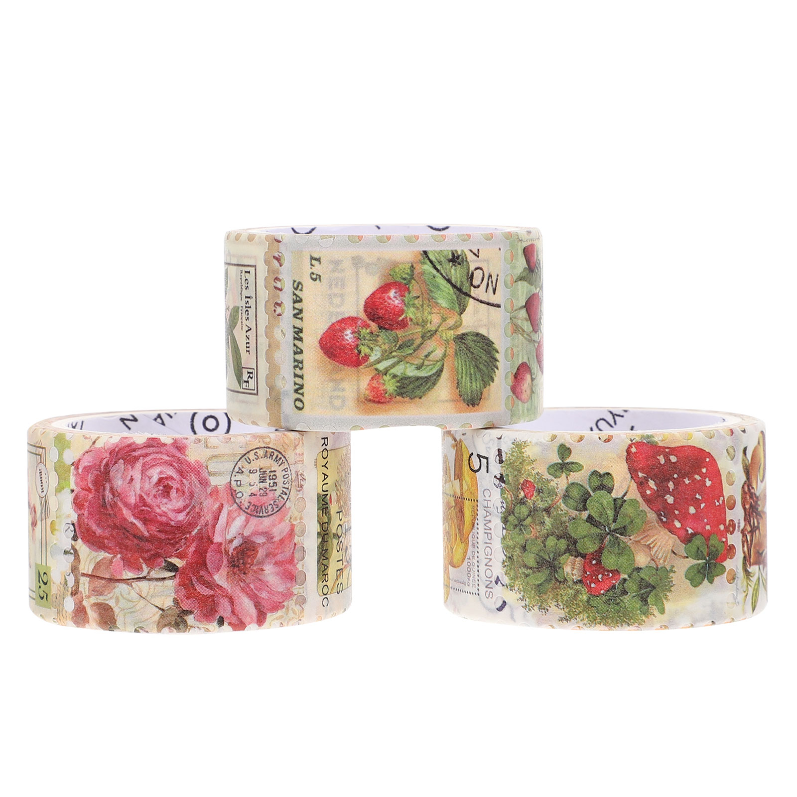 3 Rolls of Stamp Washi Tapes Stamp Daily Decorations Journaling