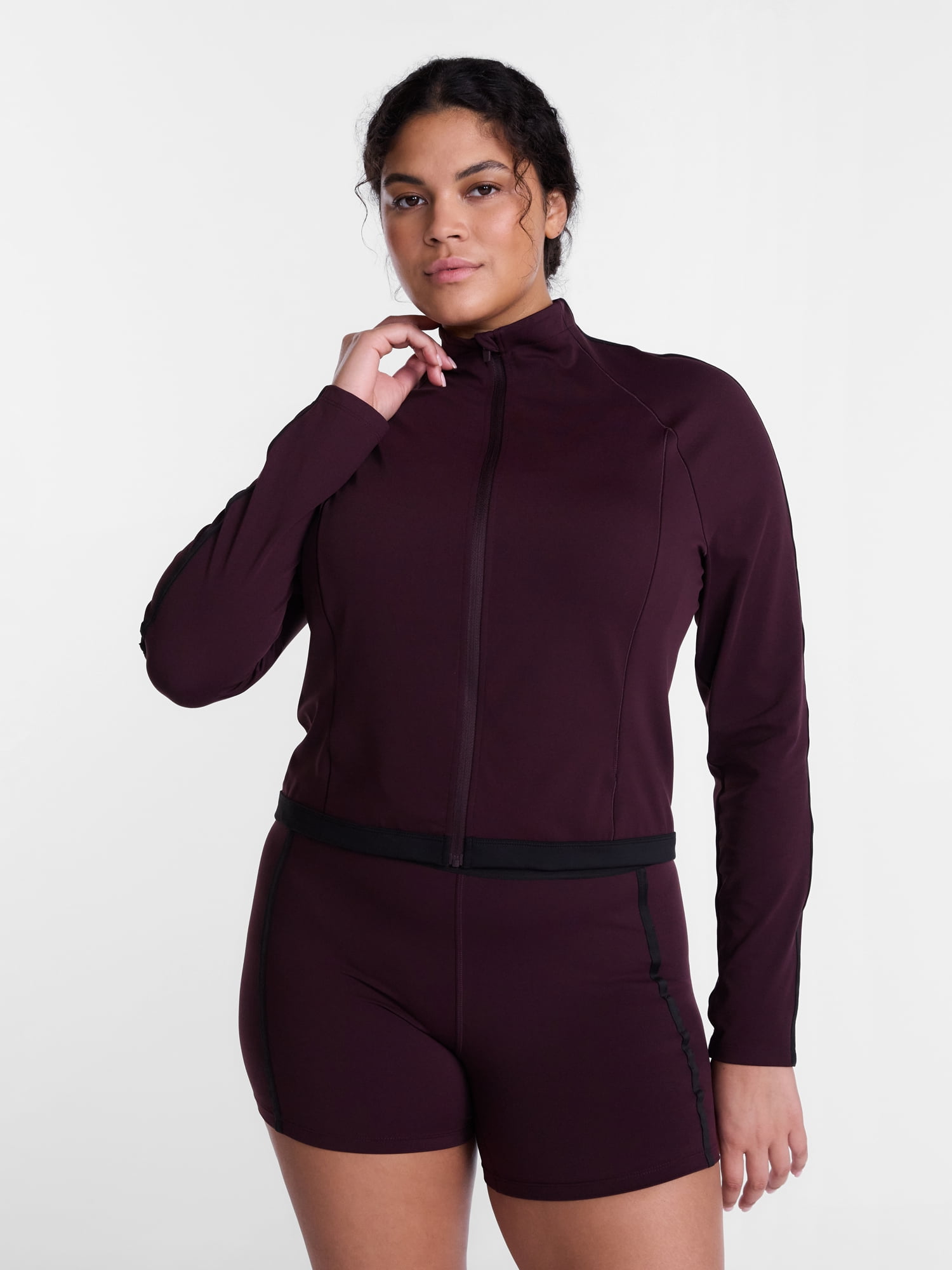 Avia Women's and Women's Plus SoftSculpt Tipped Cropped Active Jacket, Sizes XS-4X