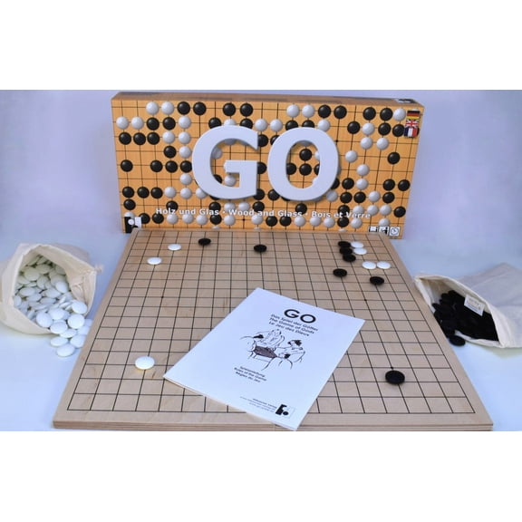 Go Set with Folding Wooden Board and Glass Stones