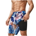 thumbnail image 6 of XUNKUSGA Mens Swim Trunks Fashion Tropical Hawaiian Printed Shorts Men with Compression Liner Lightweight Quick Dry Drawstring Elastic Waist Swim Trunks Men,Blue,S, 6 of 6