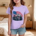 thumbnail image 2 of TOWED22 Girls 4th of July Graphic Tees American Flag Patriotic Shirt Short Sleeve Tshirts Summer Casual Tops(Purple,11-12 Y), 2 of 5