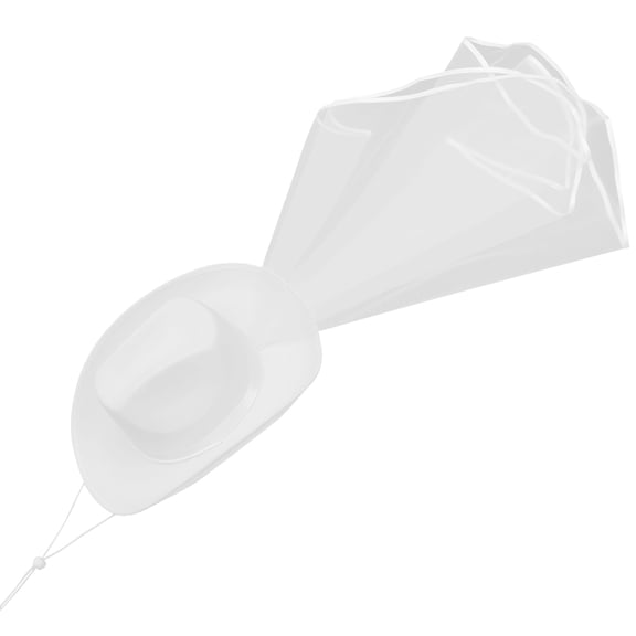 ELAYARD White Veil Cowgirl Hat Made of and Fabric Adjustable Hat for Bridal Party Decor