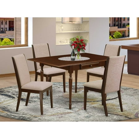 East West Furniture Dining Room Set Mahogany MZLA5-MAH-04