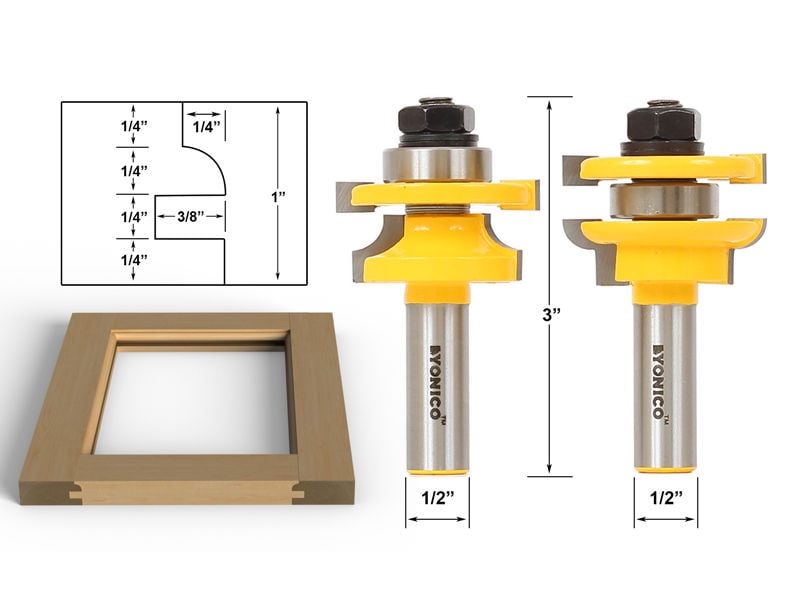 yonico 12241 rail and stile router bits with matched 2 bit roundover 1
