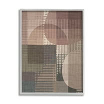 Stupell Industries Patterned Earth Tone Shapes Abstract Painting Gray Framed Art Print Wall Art, 24 x 30