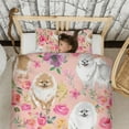 thumbnail image 3 of Pomeranian Dogs and Flowers Duvet Cover and Pillowcase Set for Single Bedding, Bedroom Accessories for Kids Teens, 3 of 5