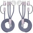 thumbnail image 1 of Cable de carga USB C 3 en 2 para Apple Watch y iPhone, paquete de 2, 1 of 7