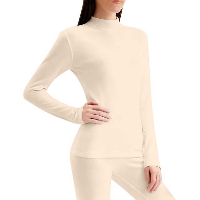 RXMEKW Thermal Women Set, Ladies' Lightweight Solid Color Velvet Thermal Underwear Base Set