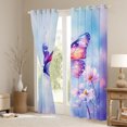 thumbnail image 3 of Manfei Girly Pirple Butterfly Curtains Pack of 2 (42x84 Each) for Girls, Chic Watercolor Groovy Curtains Blackout, Cute Cartoon Animal Bedroom Curtains, Window Curtains Decor, 3 of 6