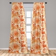 thumbnail image 4 of Ambesonne Orange Floral Curtains, Peony Summer Garden, Pair of 28"x84", Cream Apricot White, 4 of 5