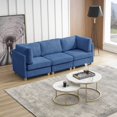 thumbnail image 7 of Modern Free-Combination Sofa,Modular L-Shaped Couch with Cushion,Corduroy Fabric Convertible Sectional Sofa Set,Comfortable Couch with Sturdy Wooden Leg,Furniture for Living Room,Blue, 7 of 7