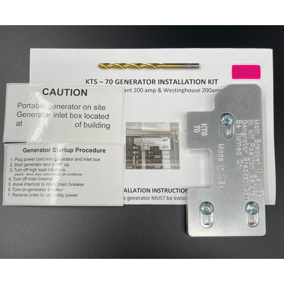Generator Interlock WR-70 Compatible with Bryant or Westinghouse 200 amp Panel