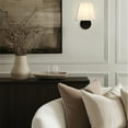 thumbnail image 3 of Elegant Single Wall Sconces, White Pleated Fabric Lamp Shades with Black Metal Wall Lighting for Entryway, Bedroom, Living Room, 3 of 9