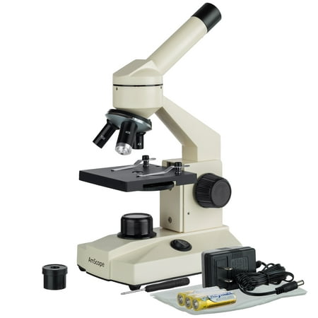 AmScope 40X-1000X All-Metal All Optical Glass Lens Student Biological Field Microscope with LED light