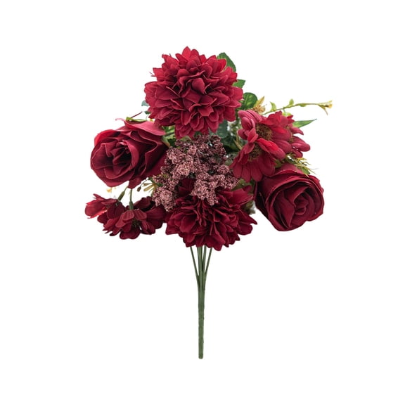 Fall Artificial Flowers like Real Artificial Bouquet, Silk Artificials Roses Bouquet with Daisy Chrysanthemum Roses Hydrangea for Centerpiece Table Wedding Party Home Decor Autumn Celebrations