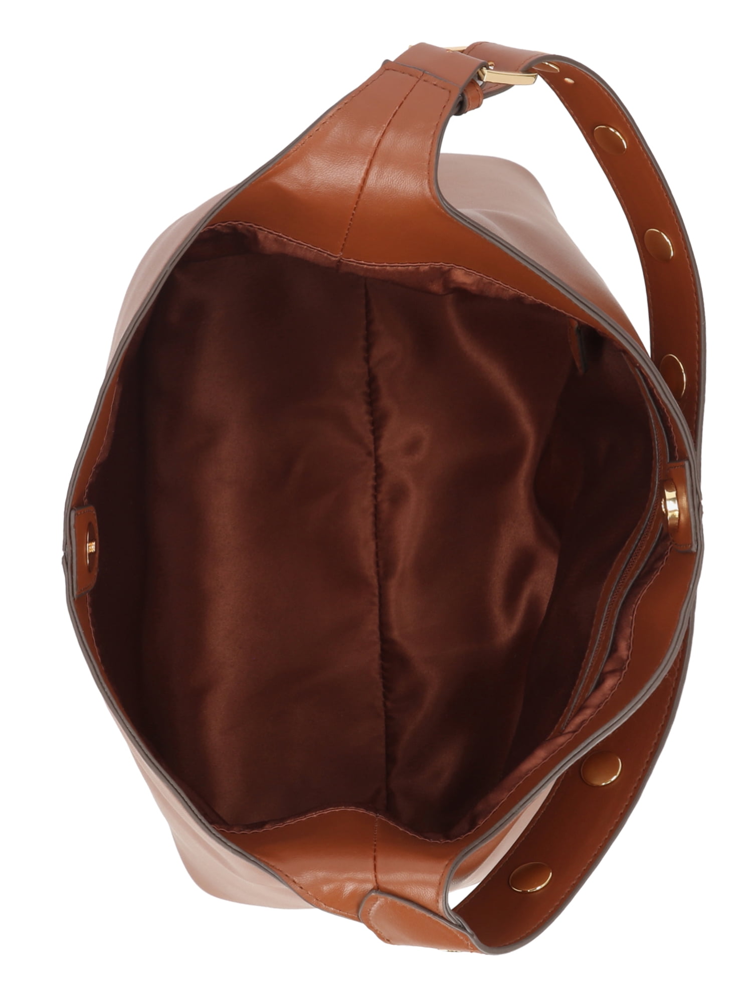 Time and Tru Women's Shively Faux Leather Bucket Handbag, Cognac