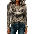 thumbnail image 5 of Halloween Long Sleeve Shirts for Women 2026 Plus Size Funny Cute Vintage Teacher Shirts Casual Holiday Tops Clothes Light Brown 2XL, 5 of 5