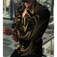 thumbnail image 1 of Camisas sociales de lujo de moda de otoño y primavera para hombre, camisas con solapa y botones, camisas casuales con estampado de puntos dorados, blusa de manga larga para hombre, 1 of 6