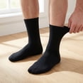 thumbnail image 5 of YEMNPIOS 6 Pairs Loose Fit Socks Non Binding Wide Calf for Men Women Plus Size Black, 5 of 6
