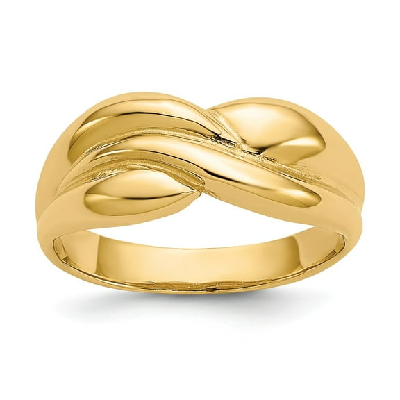 14K Yellow Gold Ring Band Fashion Polished Twisted Dome