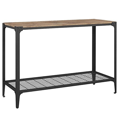 Walker Edison Declan Urban Industrial Angle Iron and Wood Entry Table, 44 Inch, Dark Walnut