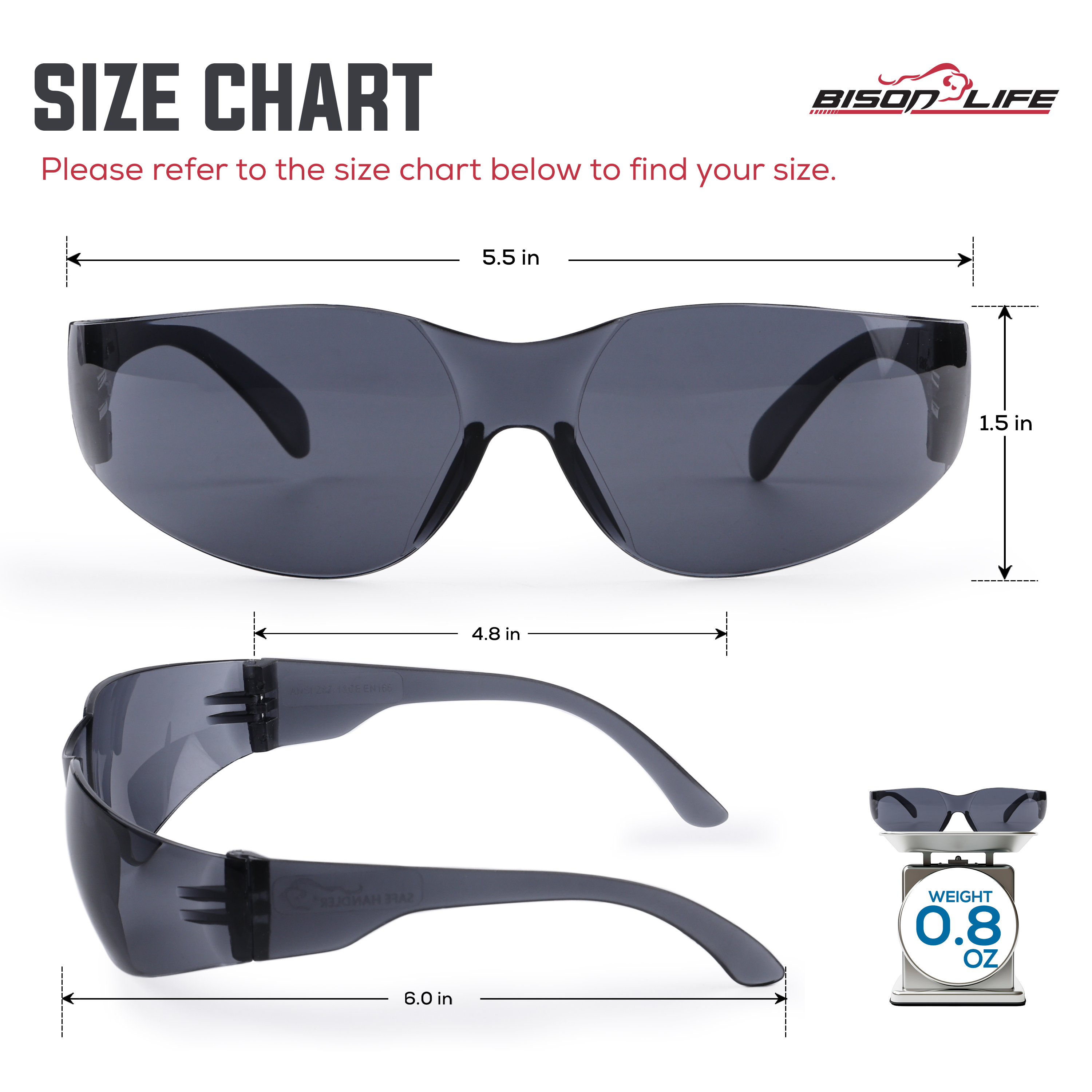 Bison Life Safe Handler Safety Glasses, Box of 12 photo 3