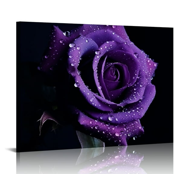 FLORID Canvas Wall Art Framed Wall Decor Abstract Purple Rose Painting Modern Wall Art Flower Picture Artwork for Walls Ready to Hang for Bedroom Living Room Bathroom Decoration 08x12inch