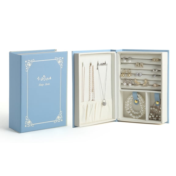 Casegrace Diary Jewelry Box With Magnetic Lock Leather Double Side Organizer For Women Girls Earrings Ring Necklace Storage Case