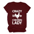 thumbnail image 2 of ICHUANYI Clearance Womens Work Tops Short Sleeve Out Blouse Farmer Funny Letter Print Shirt T-Shirt Tops(Wine, S) ICHUANYI WER2023081207190, 2 of 6
