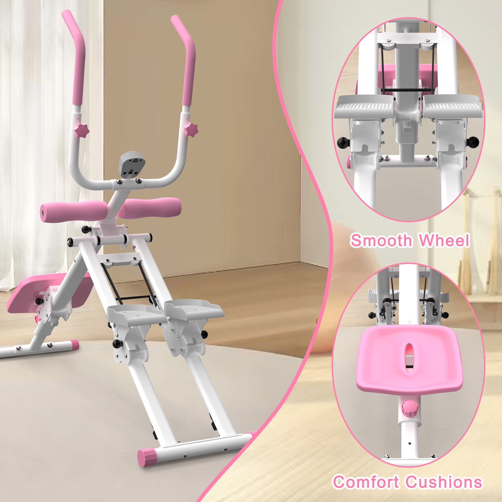 2-In-1 Stair Stepper And AB Workout Machine, Pink