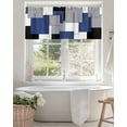 thumbnail image 4 of Window Valance for Kitchen, Navy Blue Color Block Rod Pocket Curtain Valances Short Curtains Drapes Panel, Grey Plaid Abstract Geometric Window Treatment Topper for Bathroom Bedroom 54x18in, 4 of 7