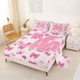 thumbnail image 2 of jejeloiu Coquette Bowknot Monogram M Queen Sheet Sets For Girls,3D Cartoon Floral Blossom Bed Set,4pcs, 2 of 6