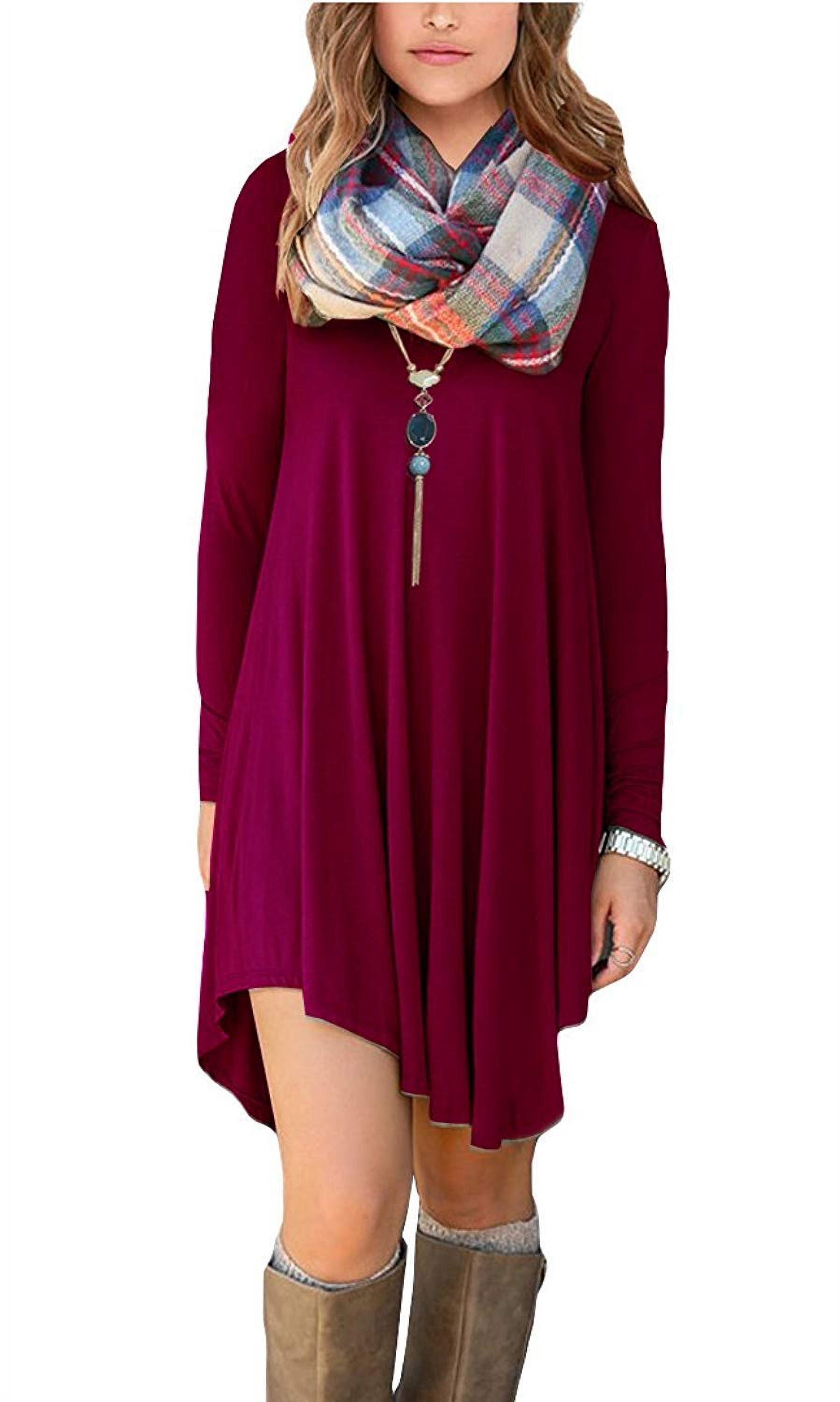 Women's Long Sleeve Casual Loose T-Shirt Dress - Walmart.com