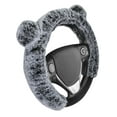 thumbnail image 4 of BDK Faux Fur/Wool/Sheepskin Steering Wheel Cover for Women - Cute, Bear Fur, Soft, Fluffy, and Warm, Great for Winter Gray with Ears, 14.5-15, 4 of 6