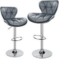 thumbnail image 4 of Leopard Shell Back Adjustable Swivel Bar Stools, PU Leather Padded with Back, 1 Chair (Grey), 4 of 19
