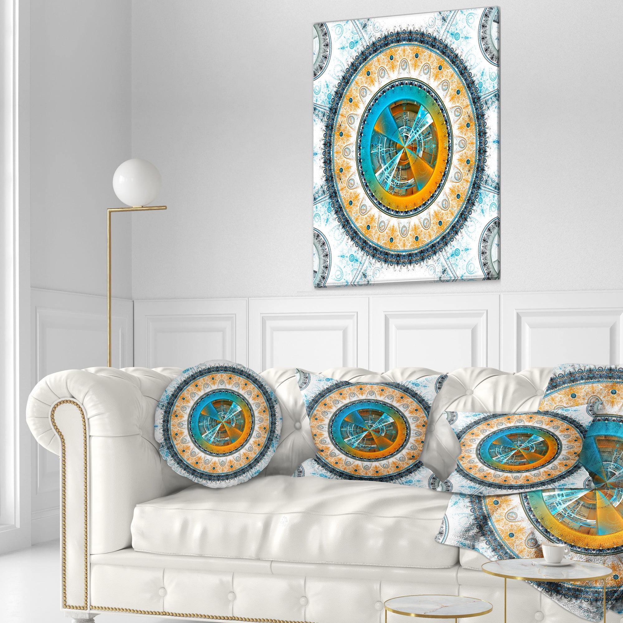 Designart Large Rounded Symmetrical Flower Brown - Abstract Throw Pillow - 12x20